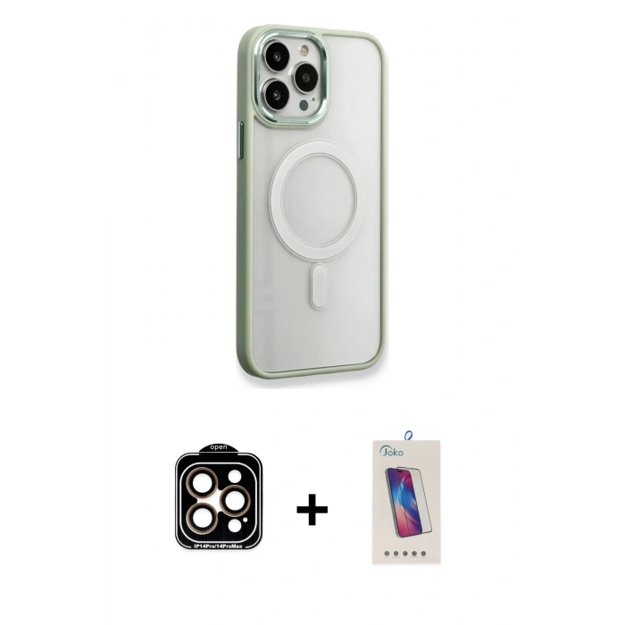 MARSİLYAN™- iPhone 14 Pro Max Kılıf Yankı Işık Özel Seri - Siyah Joko 5D Cam + PVD Metal Kamera Lens - TU