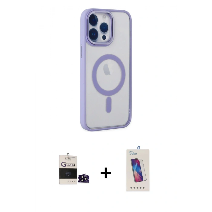 MARSİLYAN™- iPhone 14 Pro Max Kılıf Yankı Işık Özel Seri - Siyah Joko 5D Cam + Bilvis Titan Kamera Lens - SH