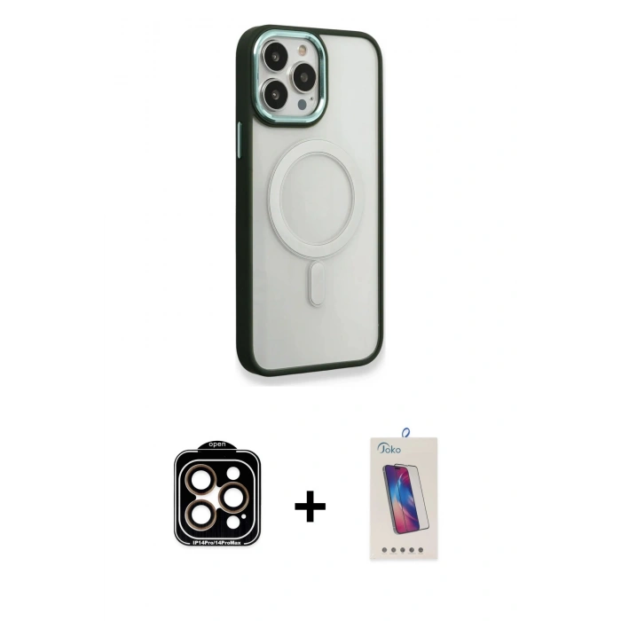 MARSİLYAN™- iPhone 14 Pro Max Kılıf Yankı Işık Özel Seri - Siyah Joko 5D Cam + PVD Metal Kamera Lens - TU