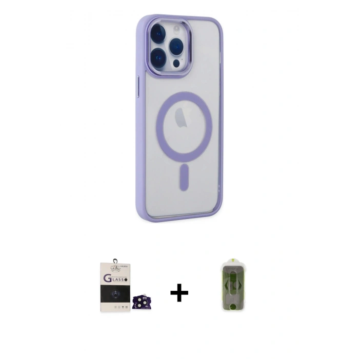 MARSİLYAN™- iPhone 14 Pro Max Kılıf Yankı Işık Özel Seri - Siyah Joko Magic 5D Hayalet Cam + Bilvis Titan Kamera Lens - SH