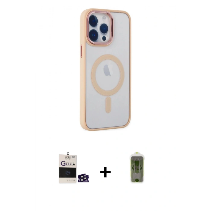 MARSİLYAN™- iPhone 14 Pro Max Kılıf Yankı Işık Özel Seri - Siyah Joko Magic 5D Hayalet Cam + Bilvis Titan Kamera Lens - DNMR