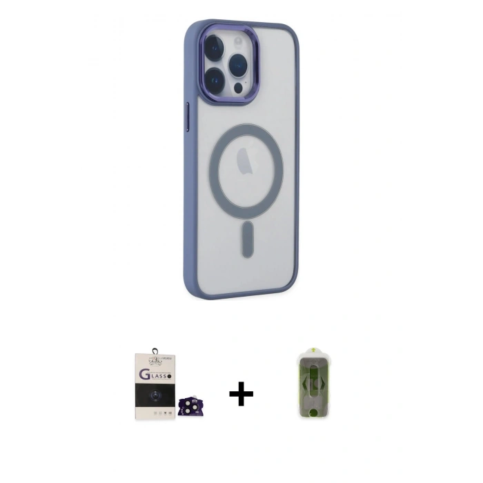 MARSİLYAN™- iPhone 14 Pro Max Kılıf Yankı Işık Özel Seri - Siyah Joko Magic 5D Hayalet Cam + Bilvis Titan Kamera Lens - SH