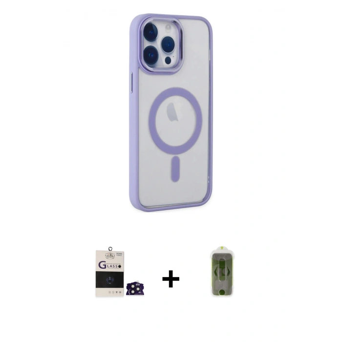 MARSİLYAN™- iPhone 14 Pro Max Kılıf Yankı Işık Özel Seri - Siyah Joko Magic 5D Hayalet Cam + Bilvis Titan Kamera Lens - DNMR