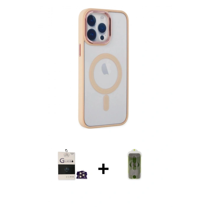 MARSİLYAN™- iPhone 14 Pro Max Kılıf Yankı Işık Özel Seri - Siyah Joko Magic 5D Hayalet Cam + Bilvis Titan Kamera Lens - GD
