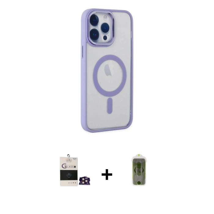 MARSİLYAN™- iPhone 14 Pro Max Kılıf Yankı Işık Özel Seri - Siyah Joko Magic 5D Hayalet Cam + Bilvis Titan Kamera Lens - GD