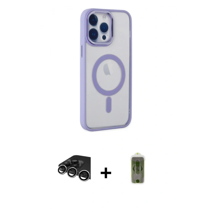 MARSİLYAN™- iPhone 14 Pro Max Kılıf Yankı Işık Özel Seri - Siyah Joko Magic 5D Hayalet Cam + Raze Metal Kamera Lens - GS