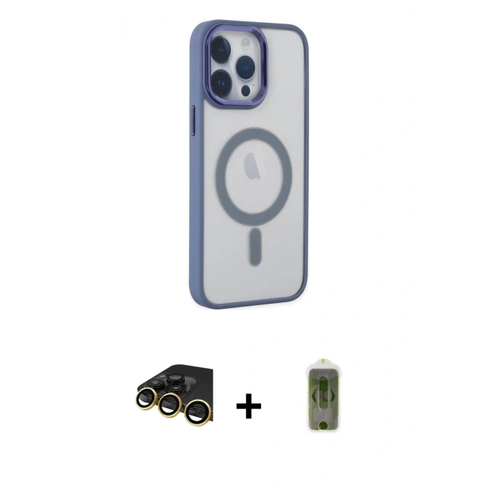 MARSİLYAN™- iPhone 14 Pro Max Kılıf Yankı Işık Özel Seri - Siyah Joko Magic 5D Hayalet Cam + Raze Metal Kamera Lens - GD