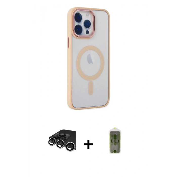 MARSİLYAN™- iPhone 14 Pro Max Kılıf Yankı Işık Özel Seri - Siyah Joko Magic 5D Hayalet Cam + Raze Metal Kamera Lens - GS