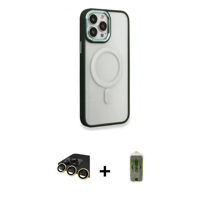 MARSİLYAN™- iPhone 14 Pro Max Kılıf Yankı Işık Özel Seri - Siyah Joko Magic 5D Hayalet Cam + Raze Metal Kamera Lens - GD