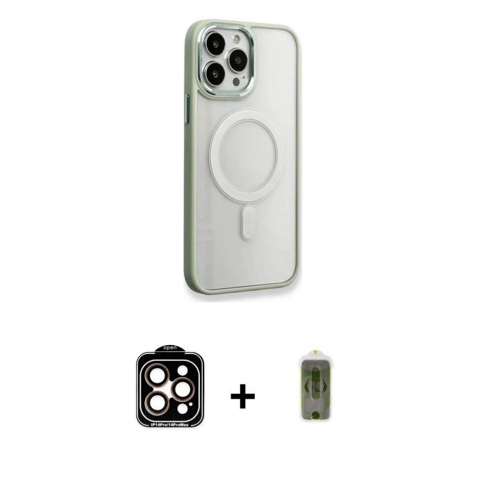 MARSİLYAN™- iPhone 14 Pro Max Kılıf Yankı Işık Özel Seri - Siyah Joko Magic 5D Hayalet Cam + Turuncu PVD Metal Kamera Lens