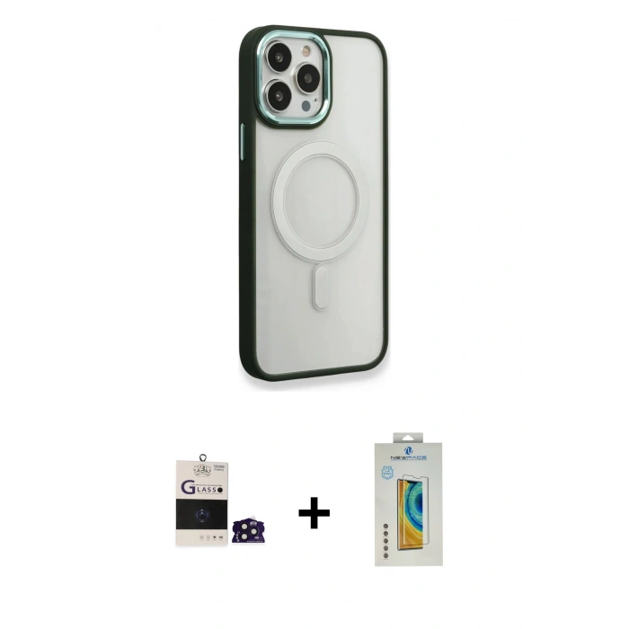 MARSİLYAN™- iPhone 14 Pro Max Kılıf Yankı Işık Özel Seri - Siyah Polymer Nano Ekran Koruyucu + Bilvis Titan Kamera Lens - DNMR