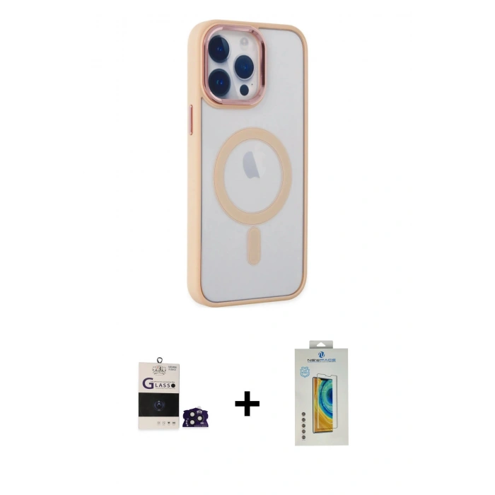 MARSİLYAN™- iPhone 14 Pro Max Kılıf Yankı Işık Özel Seri - Siyah Polymer Nano Ekran Koruyucu + Bilvis Titan Kamera Lens - DNMR