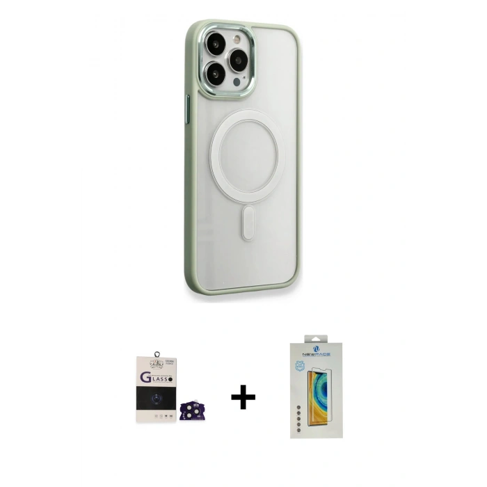 MARSİLYAN™- iPhone 14 Pro Max Kılıf Yankı Işık Özel Seri - Siyah Polymer Nano Ekran Koruyucu + Bilvis Titan Kamera Lens - DNMR