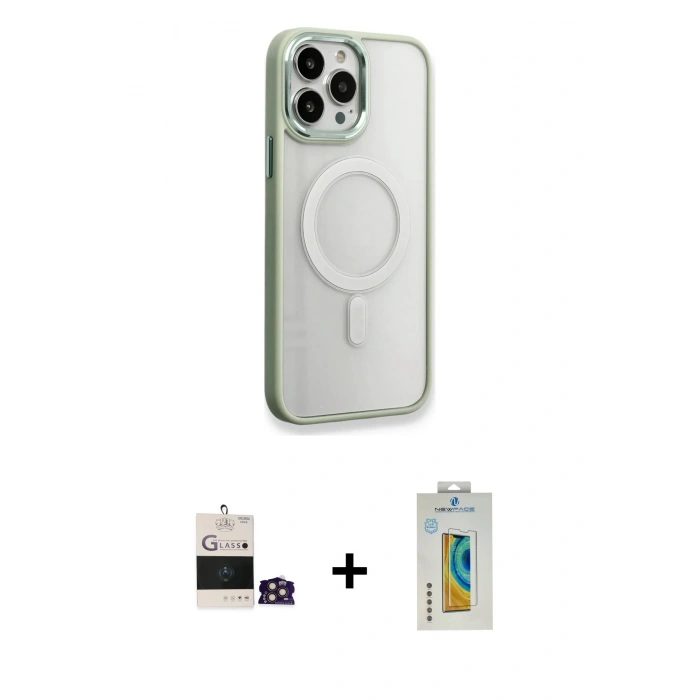 MARSİLYAN™- iPhone 14 Pro Max Kılıf Yankı Işık Özel Seri - Siyah Polymer Nano Ekran Koruyucu + Bilvis Titan Kamera Lens - GD