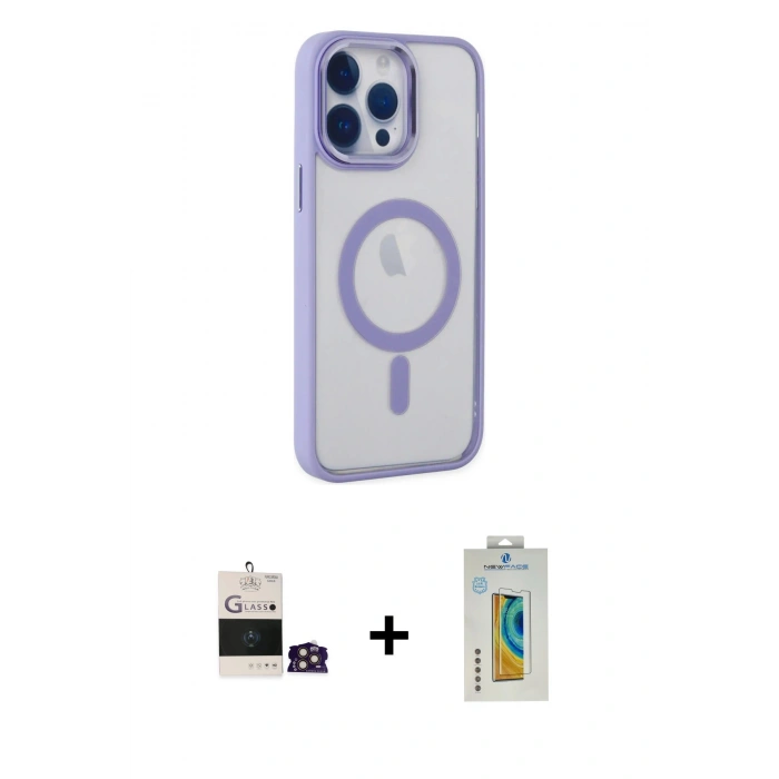 MARSİLYAN™- iPhone 14 Pro Max Kılıf Yankı Işık Özel Seri - Siyah Polymer Nano Ekran Koruyucu + Bilvis Titan Kamera Lens - GD