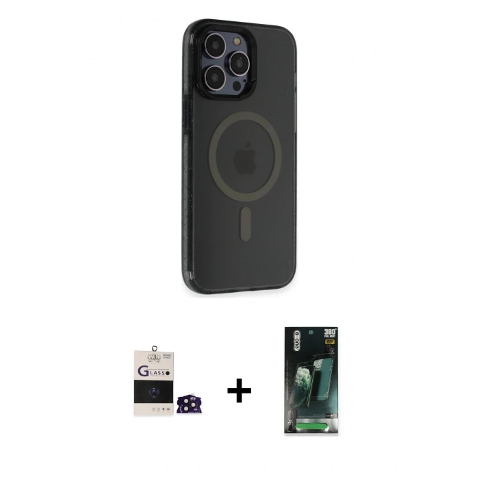 MARSİLYAN™- iPhone 14 Pro Max Kılıf Yankı Işık Prime - Şeffaf 360 Full Body Arka Koruyucu + Bilvis Titan Kamera Lens - DNMR