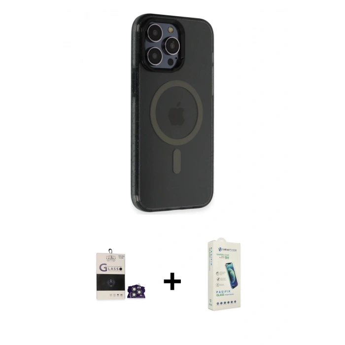 MARSİLYAN™- iPhone 14 Pro Max Kılıf Yankı Işık Prime - Şeffaf Pasifik Cam Ekran Koruyucu + Bilvis Titan Kamera Lens - GS