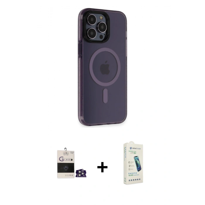 MARSİLYAN™- iPhone 14 Pro Max Kılıf Yankı Işık Prime - Şeffaf Pasifik Cam Ekran Koruyucu + Bilvis Titan Kamera Lens - GS