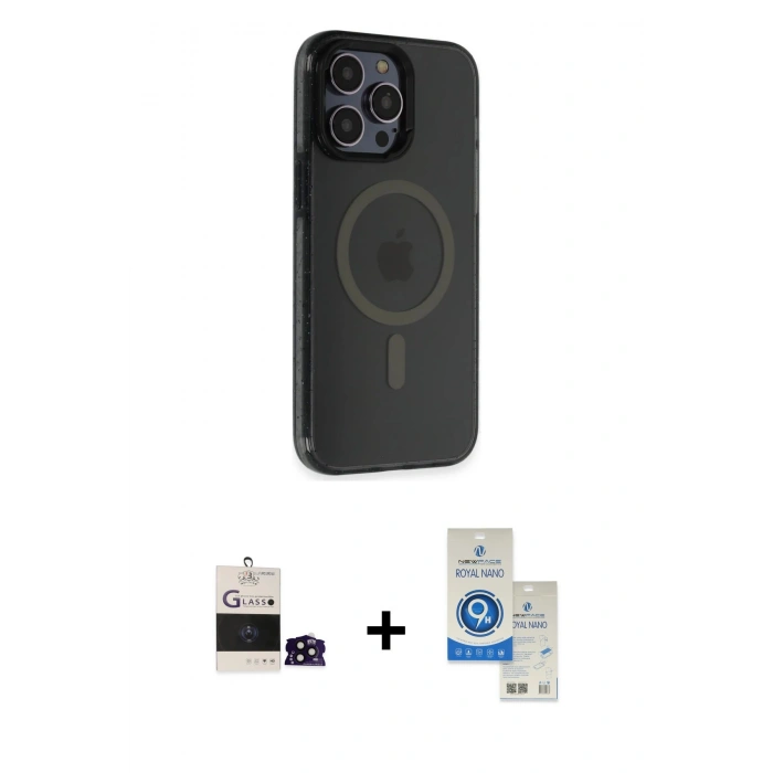 MARSİLYAN™- iPhone 14 Pro Max Kılıf Yankı Işık Prime - Şeffaf Royal Nano Ekran Koruyucu + Bilvis Titan Kamera Lens - SH