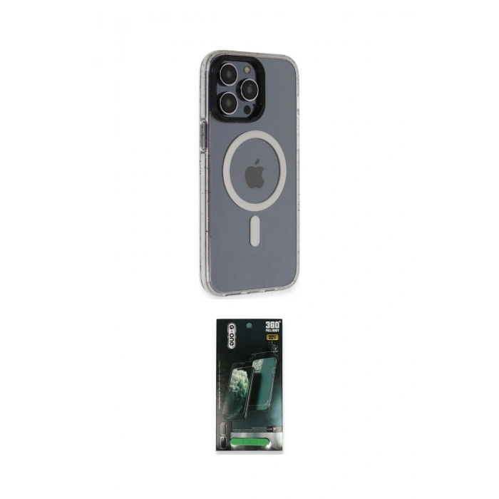 MARSİLYAN™- iPhone 14 Pro Max Kılıf Yankı Işık Prime - Siyah 360 Mat Full Body Arka Koruyucu
