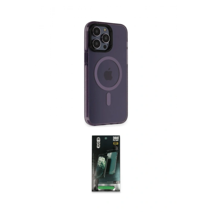 MARSİLYAN™- iPhone 14 Pro Max Kılıf Yankı Işık Prime - Siyah 360 Mat Full Body Arka Koruyucu