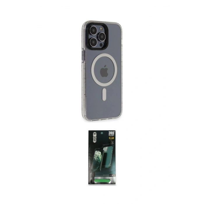 MARSİLYAN™- iPhone 14 Pro Max Kılıf Yankı Işık Prime - Siyah 360 Mat Full Body Arka Koruyucu