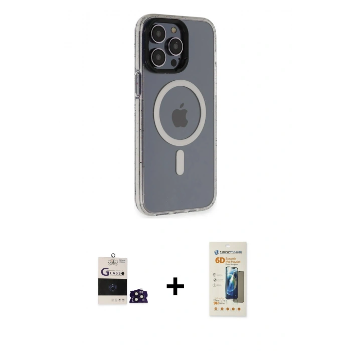 MARSİLYAN™- iPhone 14 Pro Max Kılıf Yankı Işık Prime - Siyah 6D Mat Seramik Hayalet Nano Ekran Koruyucu + Bilvis Titan Kamera Lens - DNMR