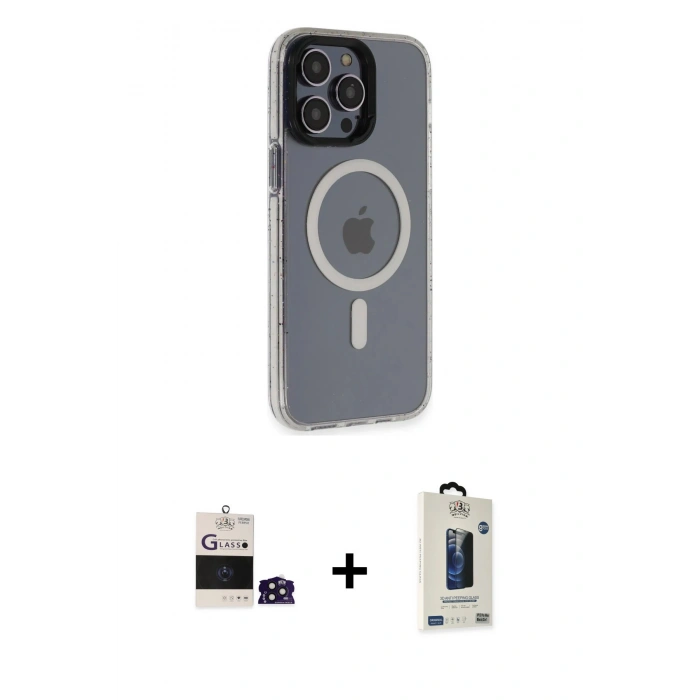 MARSİLYAN™- iPhone 14 Pro Max Kılıf Yankı Işık Prime - Siyah Bilvis Hayalet Cam Ekran Koruyucu + Bilvis Titan Kamera Lens - DNMR
