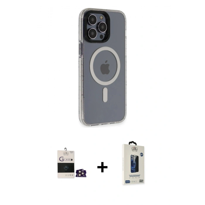 MARSİLYAN™- iPhone 14 Pro Max Kılıf Yankı Işık Prime - Siyah Bilvis Hayalet Cam Ekran Koruyucu + Bilvis Titan Kamera Lens - GD