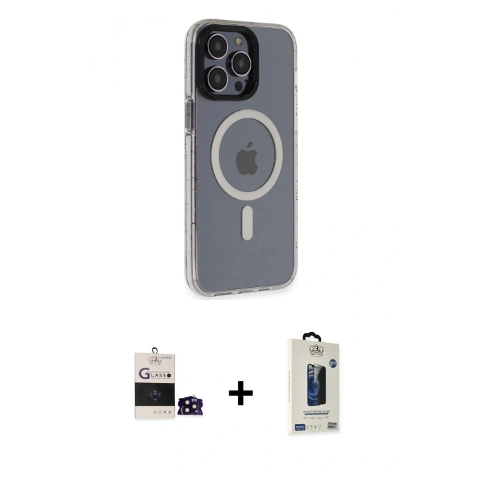 MARSİLYAN™- iPhone 14 Pro Max Kılıf Yankı Işık Prime - Siyah Bilvis Hayalet Cam Ekran Koruyucu + Bilvis Titan Kamera Lens - SH