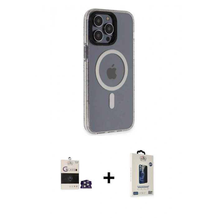 MARSİLYAN™- iPhone 14 Pro Max Kılıf Yankı Işık Prime - Siyah Bilvis Hayalet Cam Ekran Koruyucu + Bilvis Titan Kamera Lens - GS