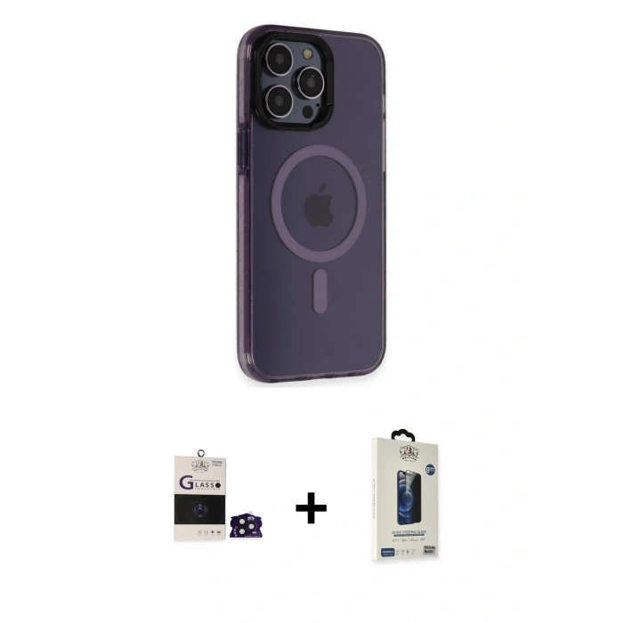 MARSİLYAN™- iPhone 14 Pro Max Kılıf Yankı Işık Prime - Siyah Bilvis Hayalet Cam Ekran Koruyucu + Bilvis Titan Kamera Lens - DNMR