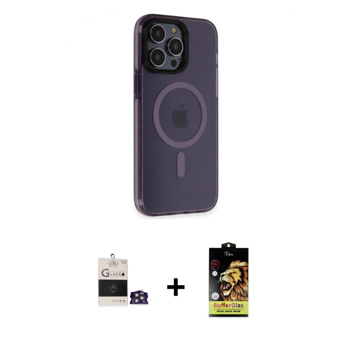 MARSİLYAN™- iPhone 14 Pro Max Kılıf Yankı Işık Prime - Siyah Buffer Cam Ekran Koruyucu + Bilvis Titan Kamera Lens - GS