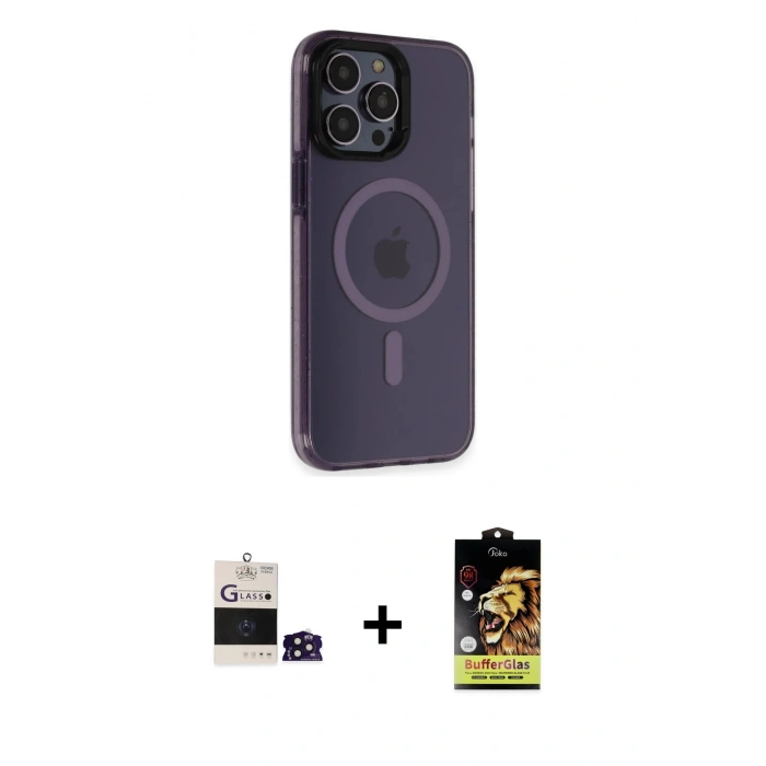 MARSİLYAN™- iPhone 14 Pro Max Kılıf Yankı Işık Prime - Siyah Buffer Cam Ekran Koruyucu + Bilvis Titan Kamera Lens - DNMR