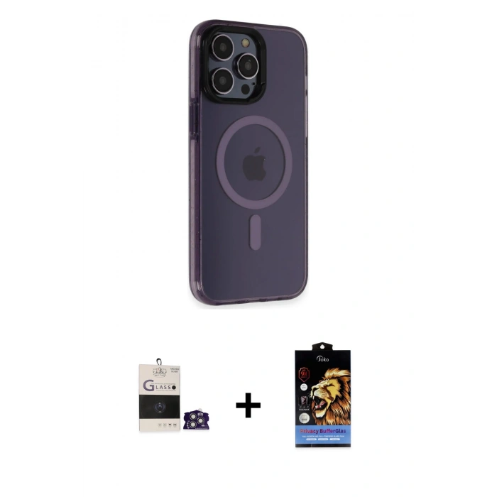 MARSİLYAN™- iPhone 14 Pro Max Kılıf Yankı Işık Prime - Siyah Buffer Hayalet Cam Ekran Koruyucu + Bilvis Titan Kamera Lens - GS