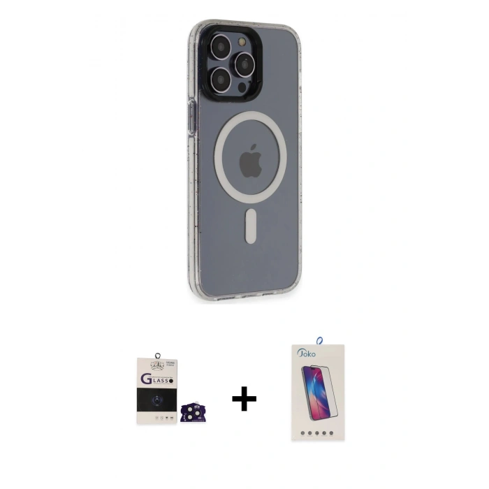 MARSİLYAN™- iPhone 14 Pro Max Kılıf Yankı Işık Prime - Siyah Joko 5D Cam + Bilvis Titan Kamera Lens - DNMR