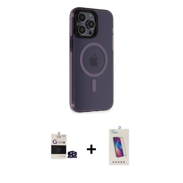 MARSİLYAN™- iPhone 14 Pro Max Kılıf Yankı Işık Prime - Siyah Joko 5D Cam + Bilvis Titan Kamera Lens - DNMR