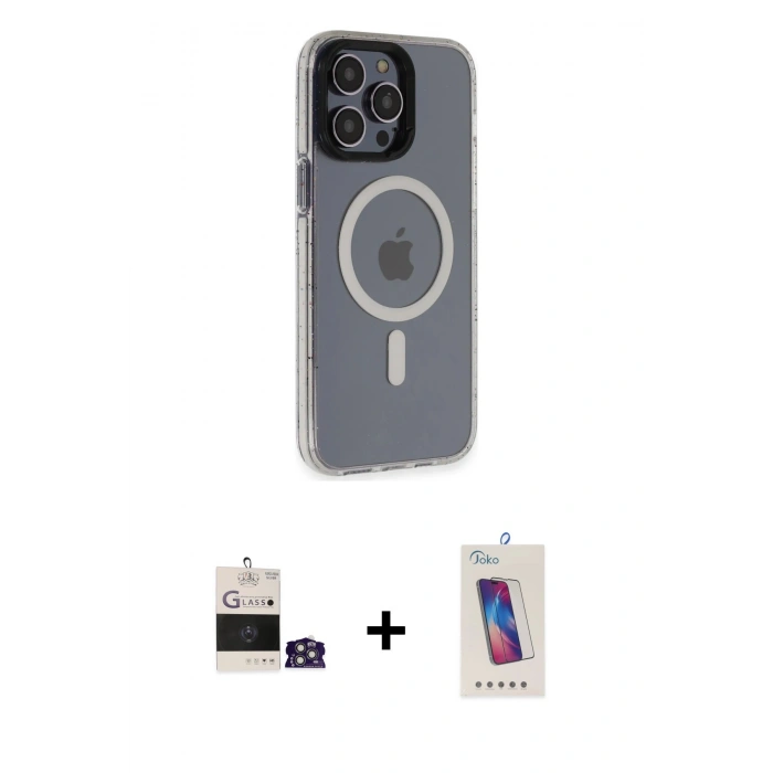 MARSİLYAN™- iPhone 14 Pro Max Kılıf Yankı Işık Prime - Siyah Joko 5D Cam + Bilvis Titan Kamera Lens - GS