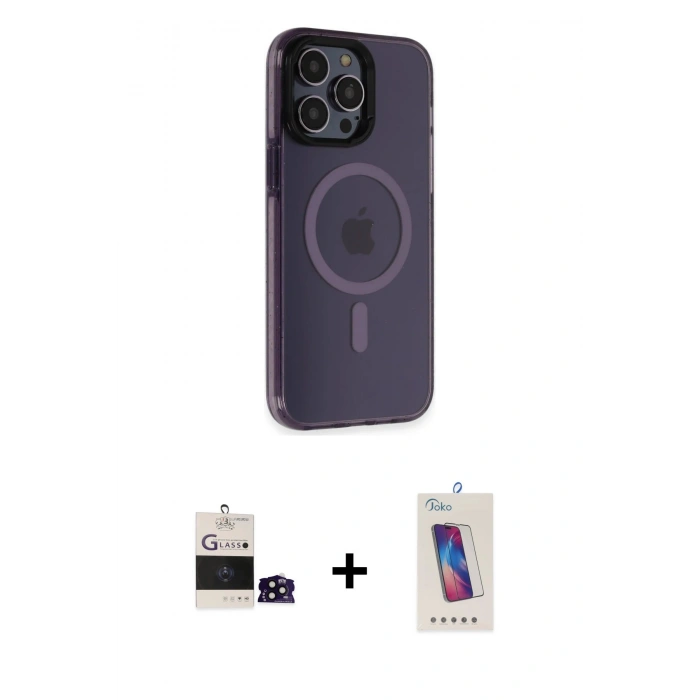 MARSİLYAN™- iPhone 14 Pro Max Kılıf Yankı Işık Prime - Siyah Joko 5D Cam + Bilvis Titan Kamera Lens - SH