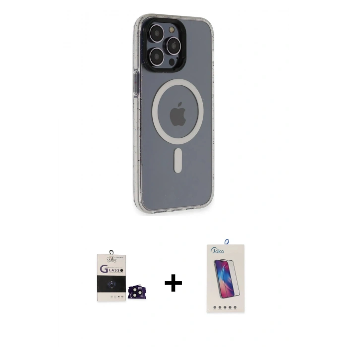 MARSİLYAN™- iPhone 14 Pro Max Kılıf Yankı Işık Prime - Siyah Joko 5D Cam + Bilvis Titan Kamera Lens - SH