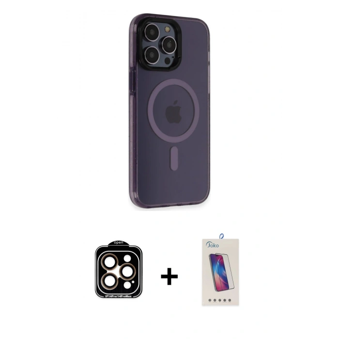 MARSİLYAN™- iPhone 14 Pro Max Kılıf Yankı Işık Prime - Siyah Joko 5D Cam + PVD Metal Kamera Lens - TU