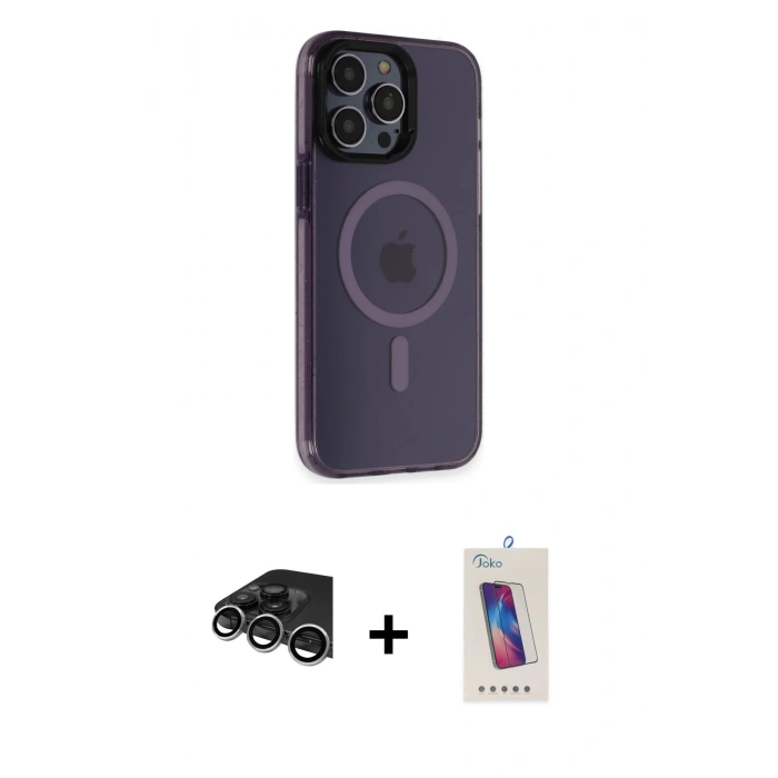 MARSİLYAN™- iPhone 14 Pro Max Kılıf Yankı Işık Prime - Siyah Joko 5D Cam + Raze Metal Kamera Lens - GS