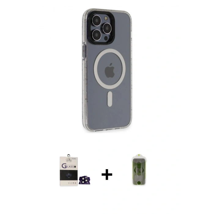 MARSİLYAN™- iPhone 14 Pro Max Kılıf Yankı Işık Prime - Siyah Joko Magic 5D Hayalet Cam + Bilvis Titan Kamera Lens - SH