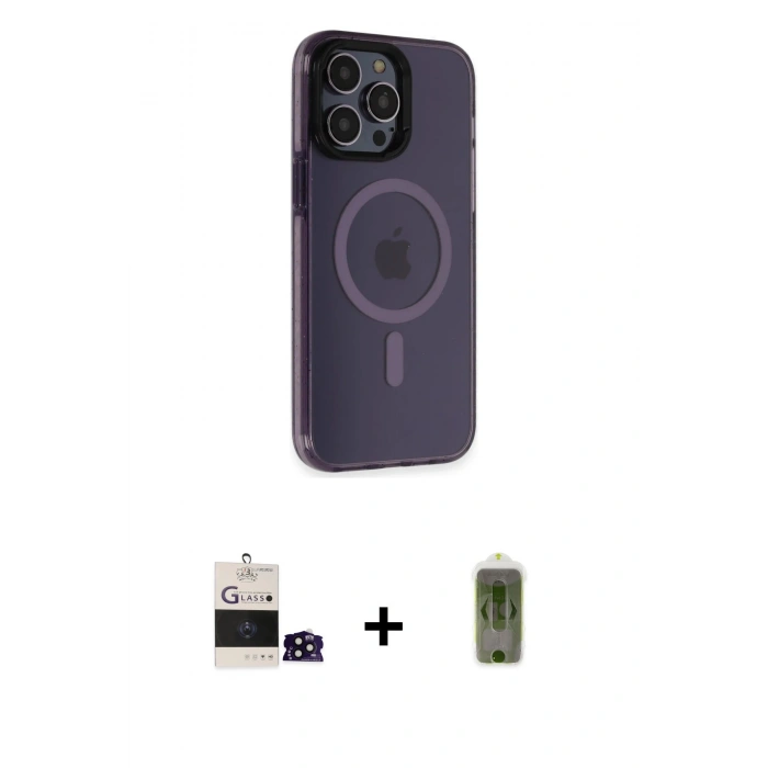 MARSİLYAN™- iPhone 14 Pro Max Kılıf Yankı Işık Prime - Siyah Joko Magic 5D Hayalet Cam + Bilvis Titan Kamera Lens - SH