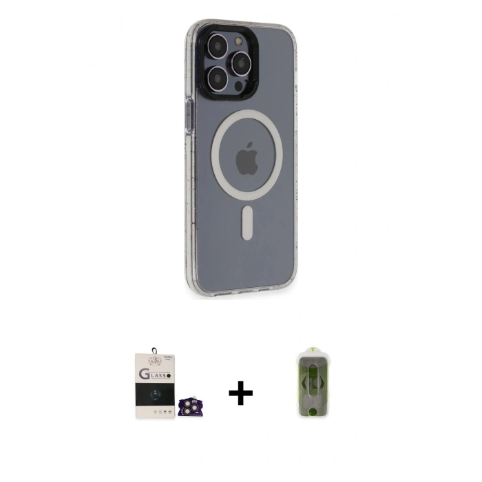 MARSİLYAN™- iPhone 14 Pro Max Kılıf Yankı Işık Prime - Siyah Joko Magic 5D Hayalet Cam + Bilvis Titan Kamera Lens - GD