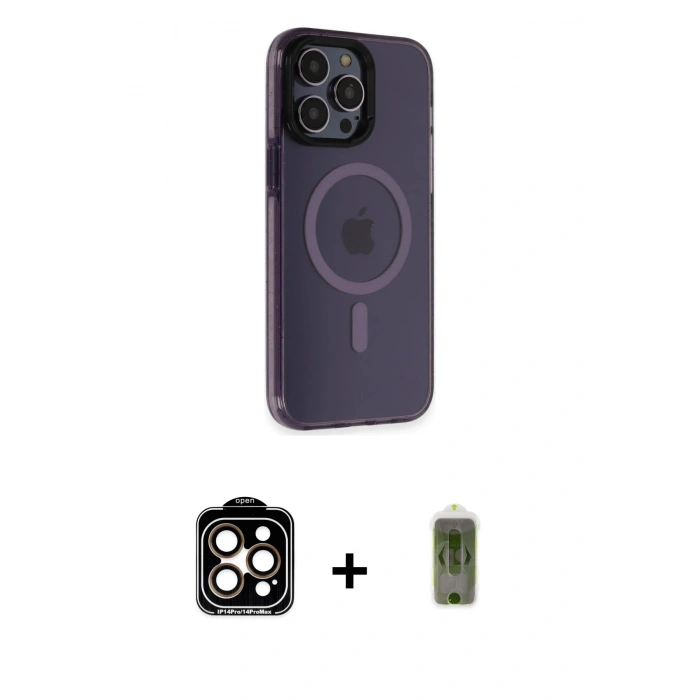 MARSİLYAN™- iPhone 14 Pro Max Kılıf Yankı Işık Prime - Siyah Joko Magic 5D Hayalet Cam + PVD Metal Kamera Lens - TU