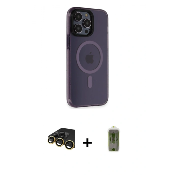 MARSİLYAN™- iPhone 14 Pro Max Kılıf Yankı Işık Prime - Siyah Joko Magic 5D Hayalet Cam + Raze Metal Kamera Lens - GD