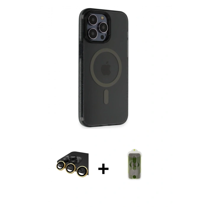 MARSİLYAN™- iPhone 14 Pro Max Kılıf Yankı Işık Prime - Siyah Joko Magic 5D Hayalet Cam + Raze Metal Kamera Lens - GD
