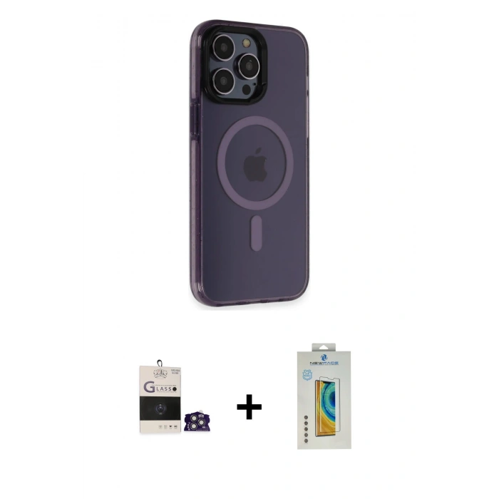 MARSİLYAN™- iPhone 14 Pro Max Kılıf Yankı Işık Prime - Siyah Polymer Nano Ekran Koruyucu + Bilvis Titan Kamera Lens - GS