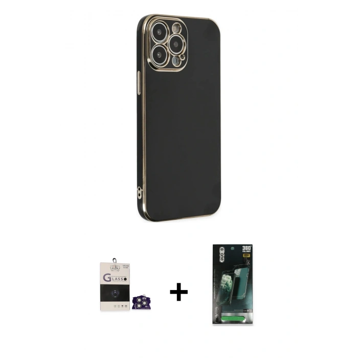 MARSİLYAN™- iPhone 14 Pro Max Kılıf Yankı Serisi - Şeffaf 360 Full Body Arka Koruyucu + Gümüş Bilvis Titan Kamera Lens
